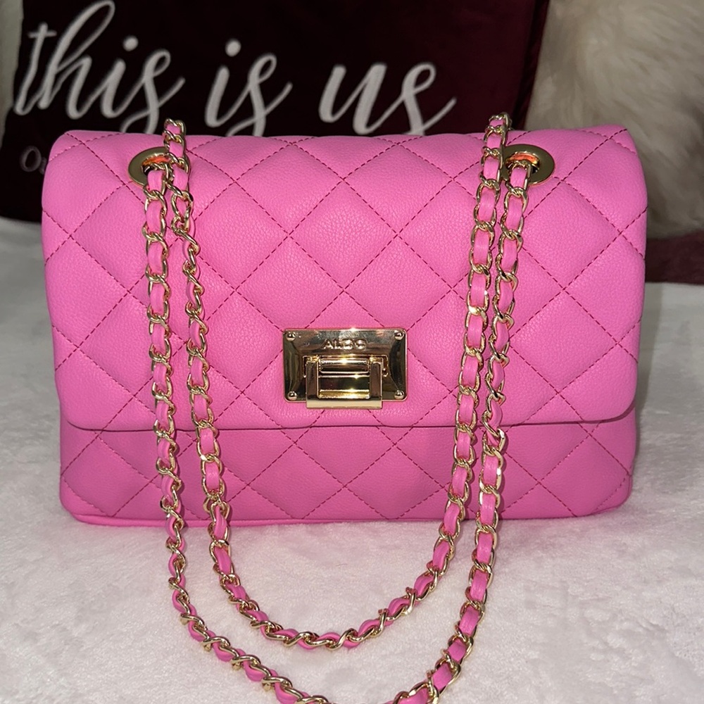 Pink Aldo quilted chain shoulder/crossbody bag